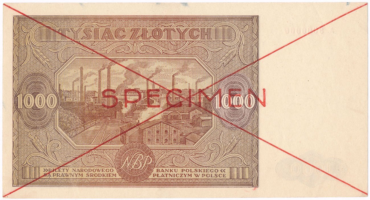Banknot. 1 000 złotych  1946 seria A  SPECIMEN